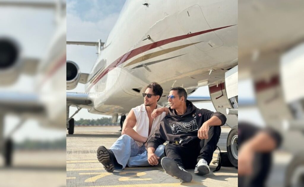 Just Bade Miyan Akshay Kumar And Chote Miyan Tiger Shroff Sitting On A Runway