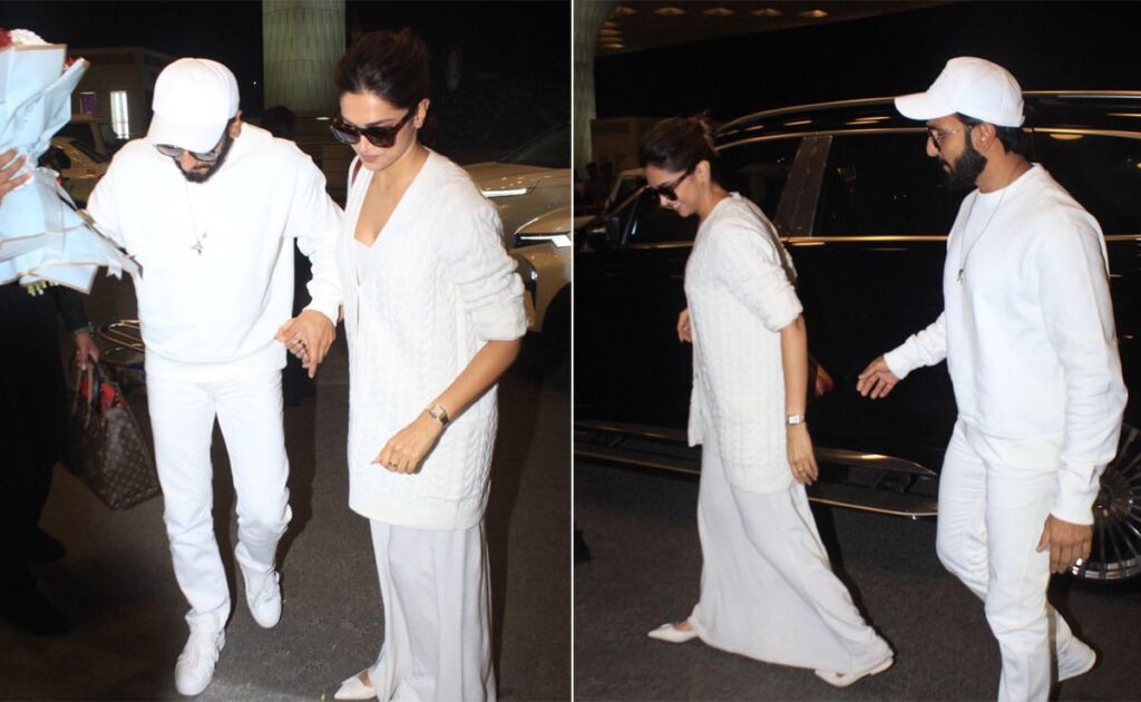 Deepika Padukone And Ranveer Singh Twin In White In First Appearance After Pregnancy Announcement