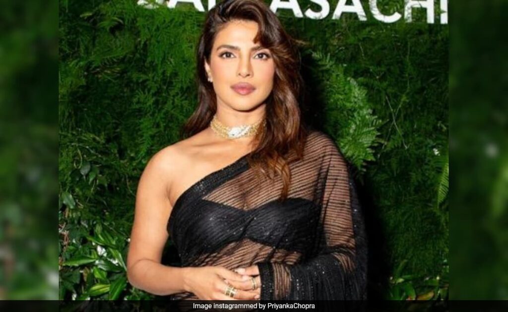 Priyanka Chopra Looks Drop-Dead Gorgeous In A Black Saree At Beverly Hills Event